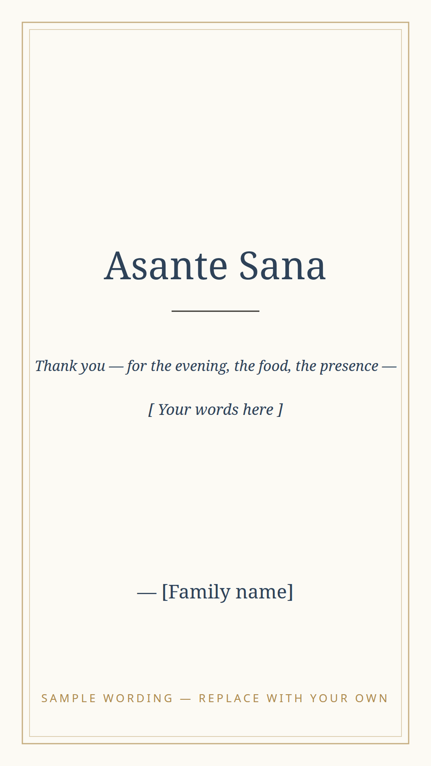 Kwanzaa thank-you card template in the matching design