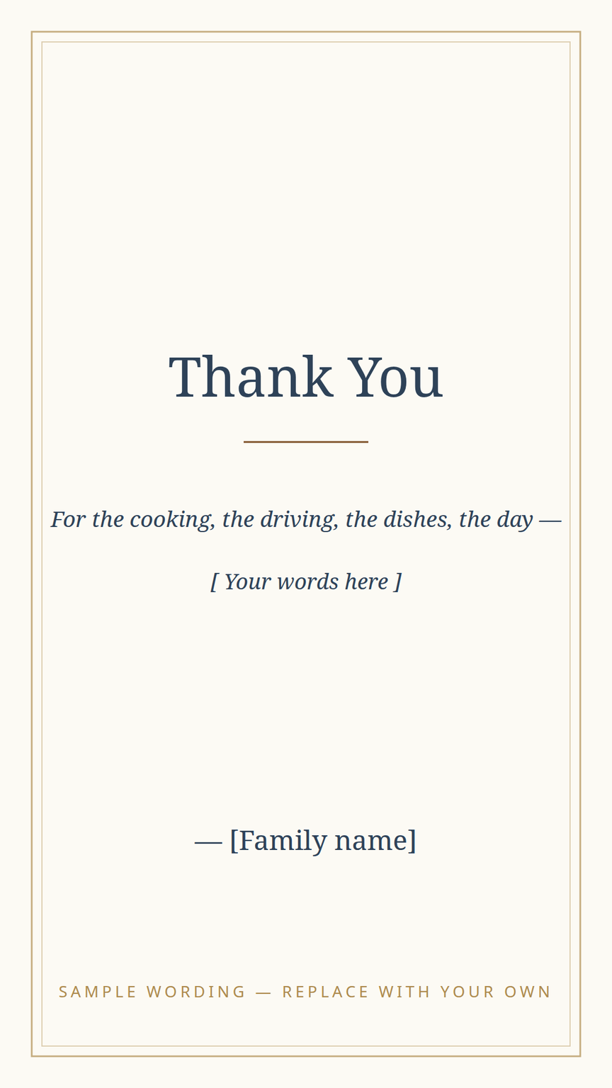 Thanksgiving thank-you card template — the season's gratitude note, in the matching design